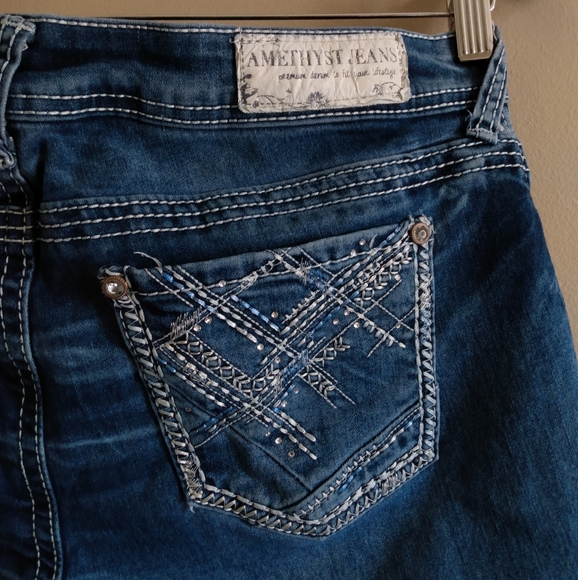 Amethyst Jean Shorts Blue 9 Inch Rise Cotton Pockets Jean Women's Size 13 - Picture 5 of 9